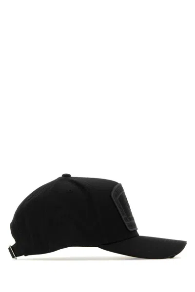 Dsquared2 Structured Black Cap With Bold Logo Patch In Black