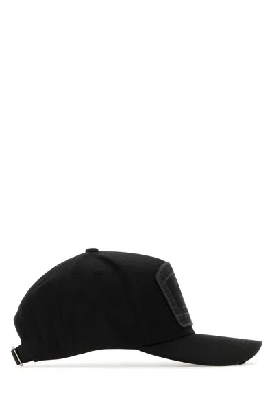 Dsquared2 Structured Black Cap With Bold Logo Patch In Black
