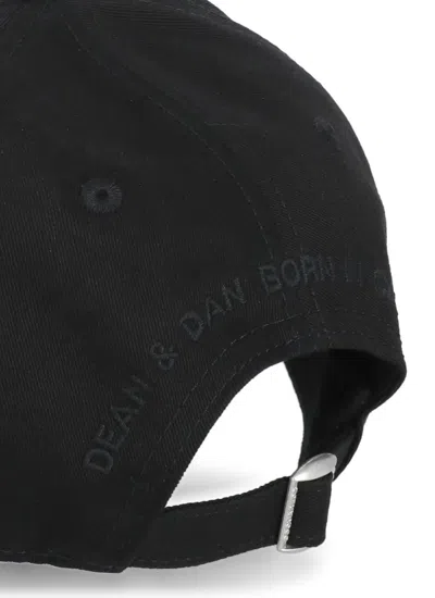 Dsquared2 Structured Black Cap With Bold Logo Patch In Black