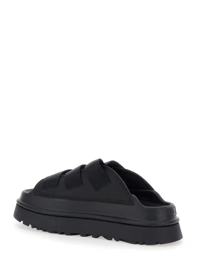 Ugg 'golden Glow' Black Sandals With Round Open Toe In Tech Fabric Woman
