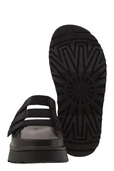 Ugg 'golden Glow' Black Sandals With Round Open Toe In Tech Fabric Woman