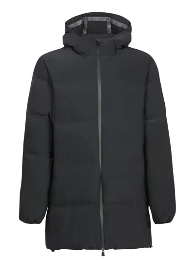 Herno New Impact Long Down Jacket With Hood In Blue
