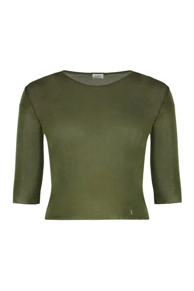 Saint Laurent Cassandre Semi-sheer Knitted Top Clothing