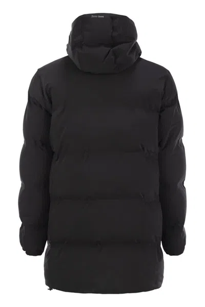 Herno New Impact Long Down Jacket With Hood In Blue