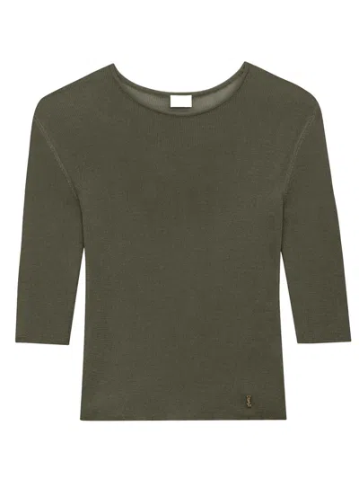 Saint Laurent Cassandre Semi-sheer Knitted Top Clothing