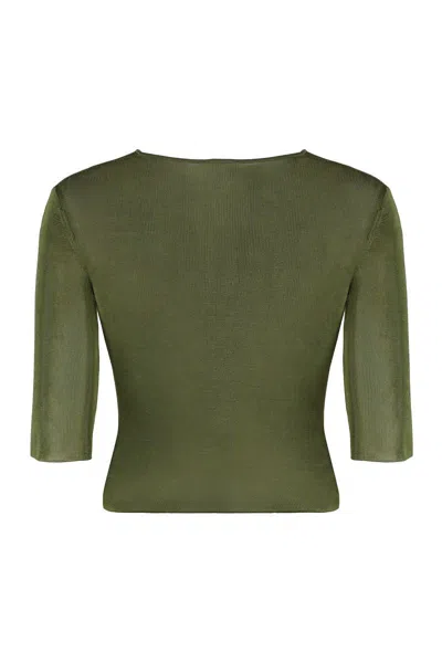 Saint Laurent Cassandre Semi-sheer Knitted Top Clothing
