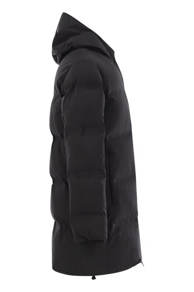 Herno New Impact Long Down Jacket With Hood In Blue