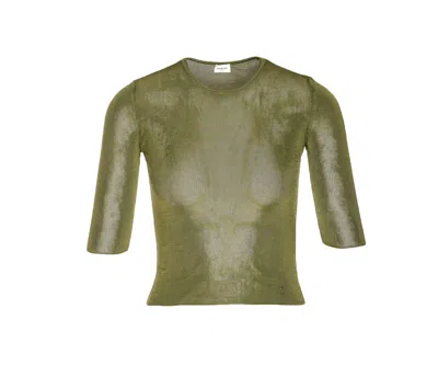 Saint Laurent Cassandre Semi-sheer Knitted Top Clothing