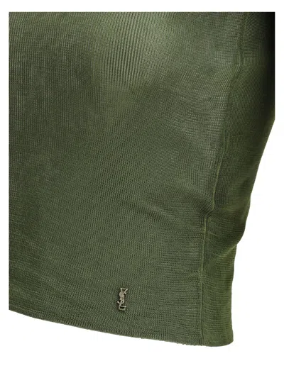 Saint Laurent Cassandre Semi-sheer Knitted Top Clothing
