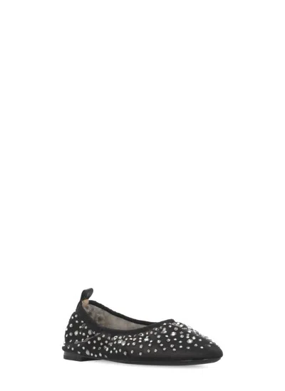 Tory Burch Black Ballet Flats With All-over Crystals Application In Tech Fabric Woman In Black