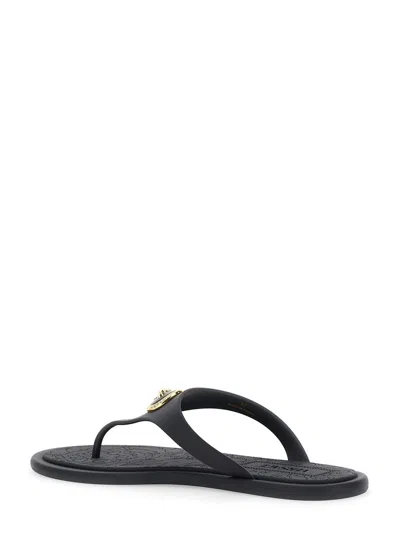 Versace Black Slides With Medusa Detail In Black