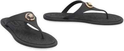 Versace Black Slides With Medusa Detail In Black