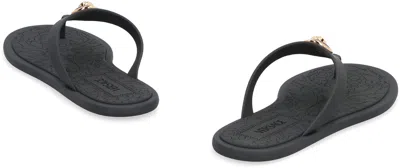 Versace Black Slides With Medusa Detail In Black