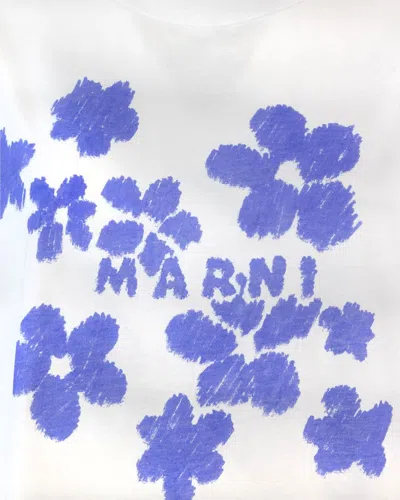 Marni Tee With Logo Floral Print In White