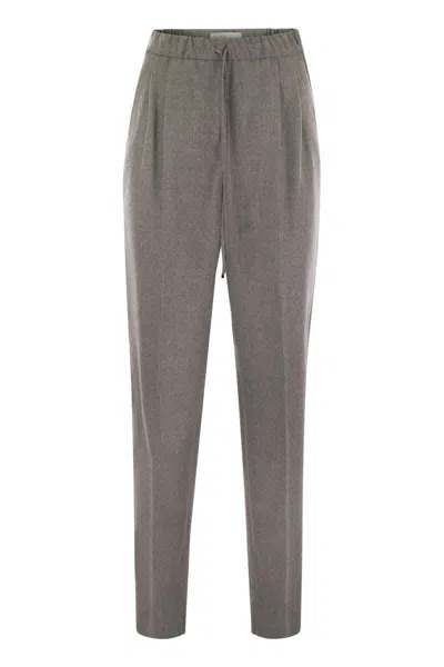 Max Mara Pleated-front Drawstring Trousers In Gray