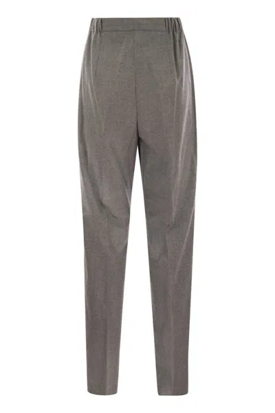 Max Mara Pleated-front Drawstring Trousers In Gray