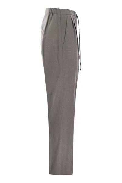 Max Mara Pleated-front Drawstring Trousers In Gray