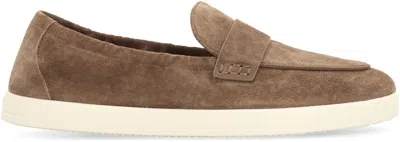 Tory Burch Slip-on Loafers With Suede Finish And Rubber Sole In Brown