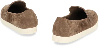 Tory Burch Slip-on Loafers With Suede Finish And Rubber Sole In Brown