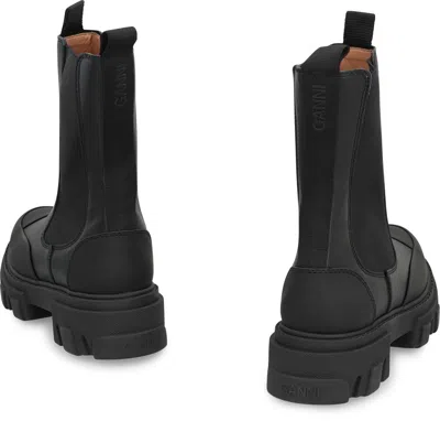 Ganni 55mm Leather Boots With Ankle Height In Black