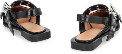 Ganni 'cocco' Black Leather Ballet Flats