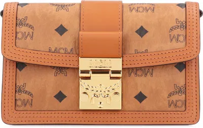Mcm Faux Leather Wallet On Chain In Orange
