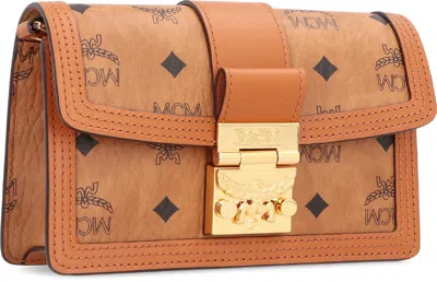 Mcm Faux Leather Wallet On Chain In Orange
