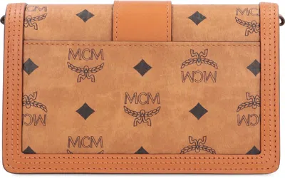 Mcm Faux Leather Wallet On Chain In Orange