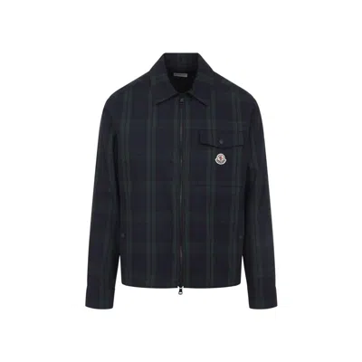 Moncler Plaid Long Sleeve Shirt In Black