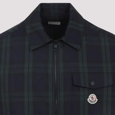 Moncler Plaid Long Sleeve Shirt In Black