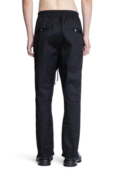 Rick Owens Black Track Pants With Oversized Drawstring In Wool Man In Black