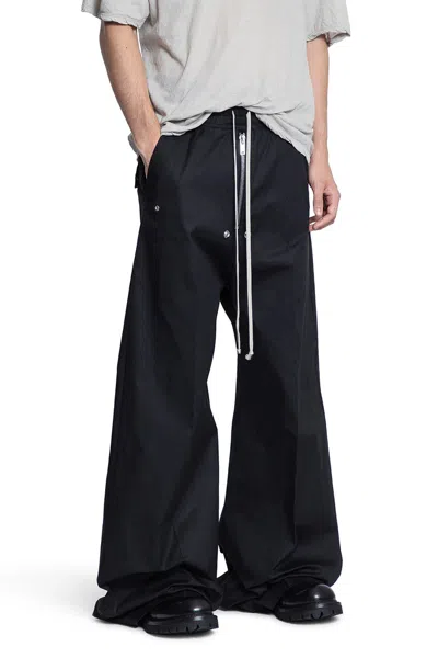 Rick Owens Wide-leg Trousers With High Waist And Utility Pockets In Black