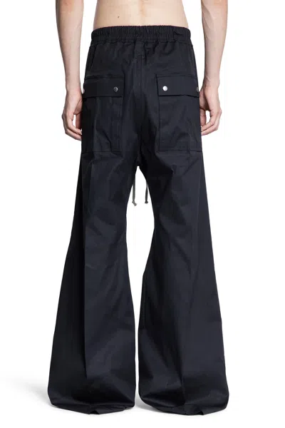 Rick Owens Wide-leg Trousers With High Waist And Utility Pockets In Black