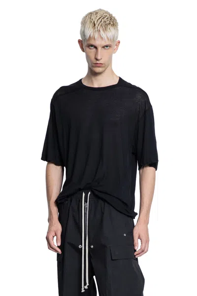 Rick Owens Man Black T-shirts & Tank Tops In Black