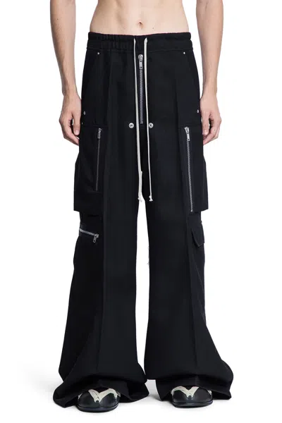 Rick Owens Wide-leg Trousers With High Waist And Utility Pockets In Black