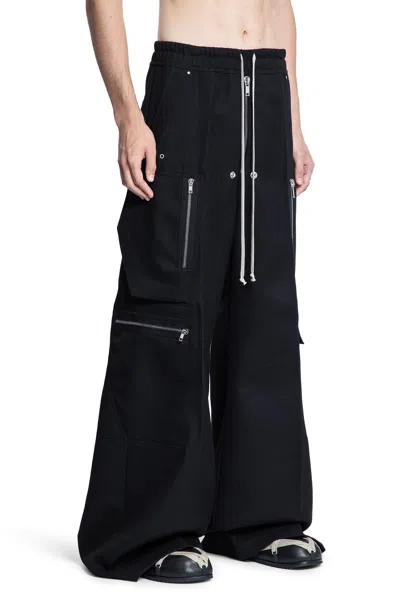 Rick Owens Wide-leg Trousers With High Waist And Utility Pockets In Black