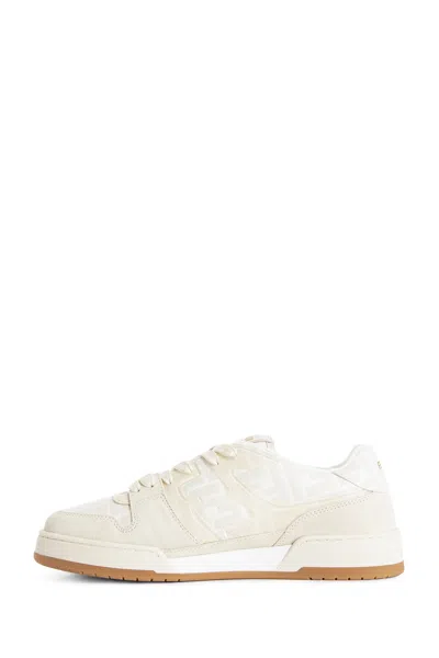 Fendi Match Ff Jacquard And Leather Sneakers In White