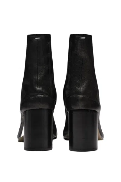 Maison Margiela Ankle Block Heel Round Toe Boots In Black