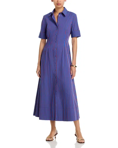 Staud Joan Stripe Maxi Shirtdress In Blue