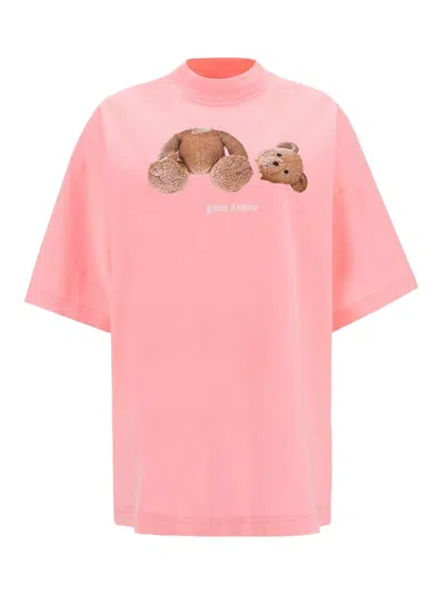 Pre-owned Palm Angels Women's  Teddy Print Tee Shirt In Pink