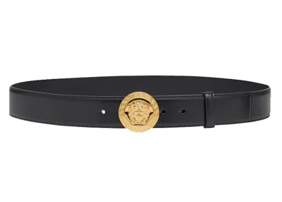 Pre-owned Versace Men's  Classic Medusa Belt In Black