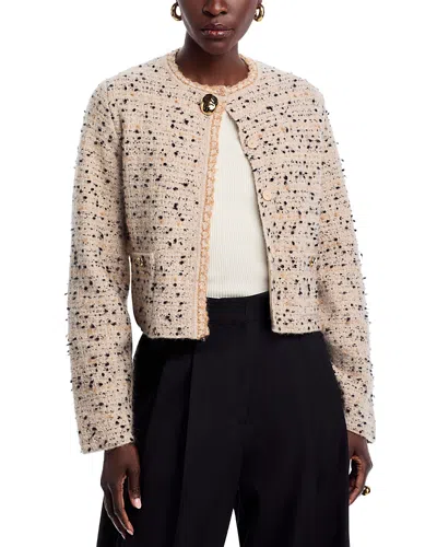 Fabiana Filippi Frayed Knot Donegal Tweed Jacket In Neutral
