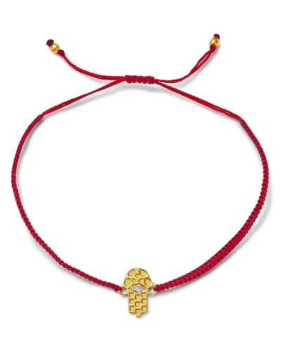 Moon & Meadow 14k Yellow Gold Hilo Lab Grown Diamond Hamsa Hand Red String Slider Bracelet