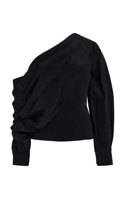 Emilia Wickstead Alida Draped Silk Crepe De Chine Top