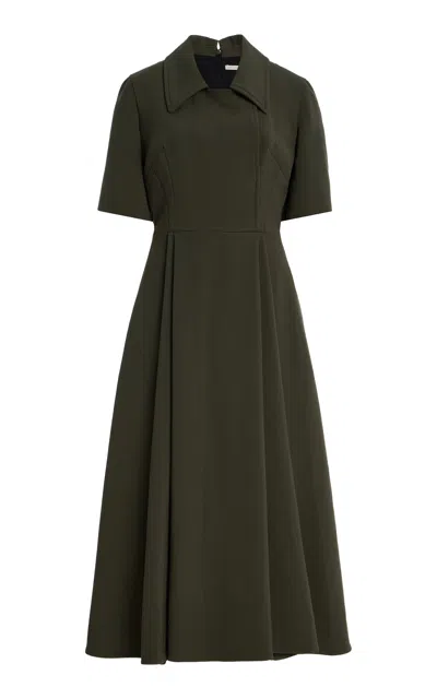 Emilia Wickstead Renated Collared Birdseye Suiting Midi Dress