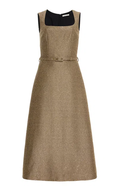 Emilia Wickstead Ciro Belted Sequin Tweed Midi Dress