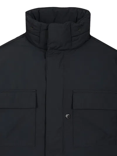 Stone Island Padded Field Jacket With Anti-drip And Snap Pockets In Black