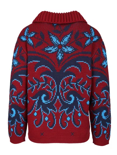 Etro Chunky Knitwer With Shawl Collar Knitwear Multicolor In Red