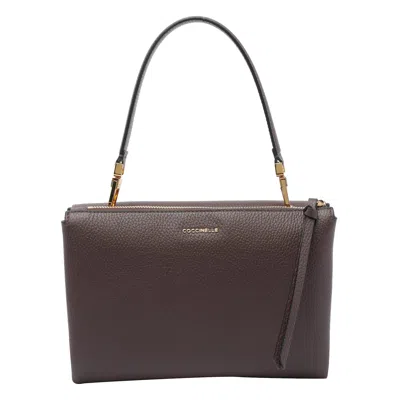 Coccinelle Double-compartment Top-handle Cross Body Bag In Brown