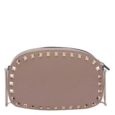 Valentino Chain Strap Studded Pebbled Texture Cross-body Bag In Gray